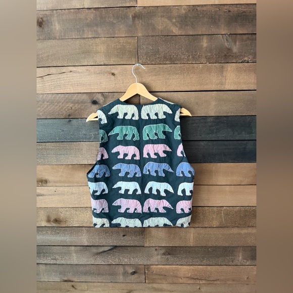 Vintage Quilted Bear Vest Soho Compagnie Medium Folk Layered Novelty Print - Picture 13 of 15